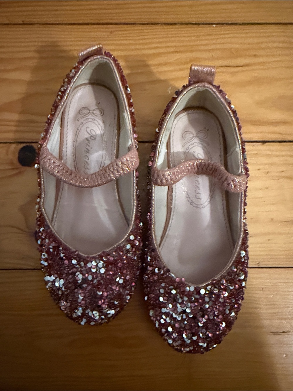 Princess Girls' Rose Gold Sequin Mary Jane Dress Shoes